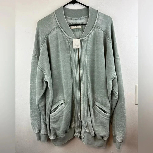 Free People Robby Bomber / Washed Army M - Picture 7 of 16